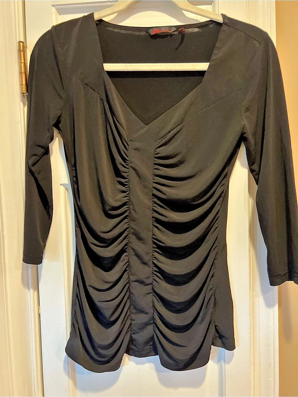 Black Ruched Long Sleeve Tunic Like New